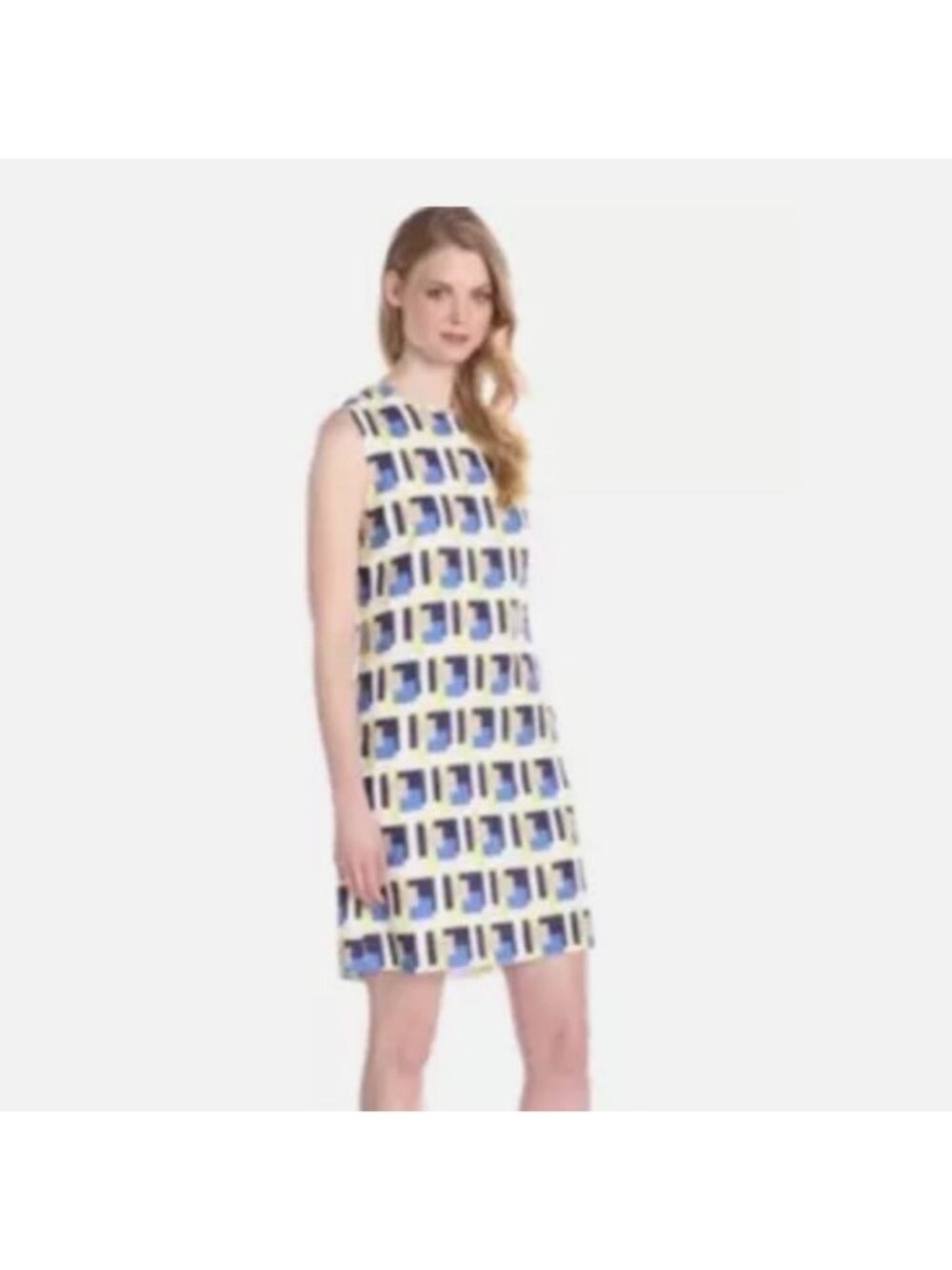 NWT Helene Berman Simple Loose Fit Shift Geometric Print Dress 4